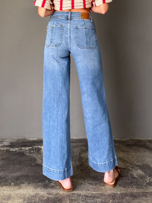 Camille Button Wide Leg Jeans - Stitch And Feather