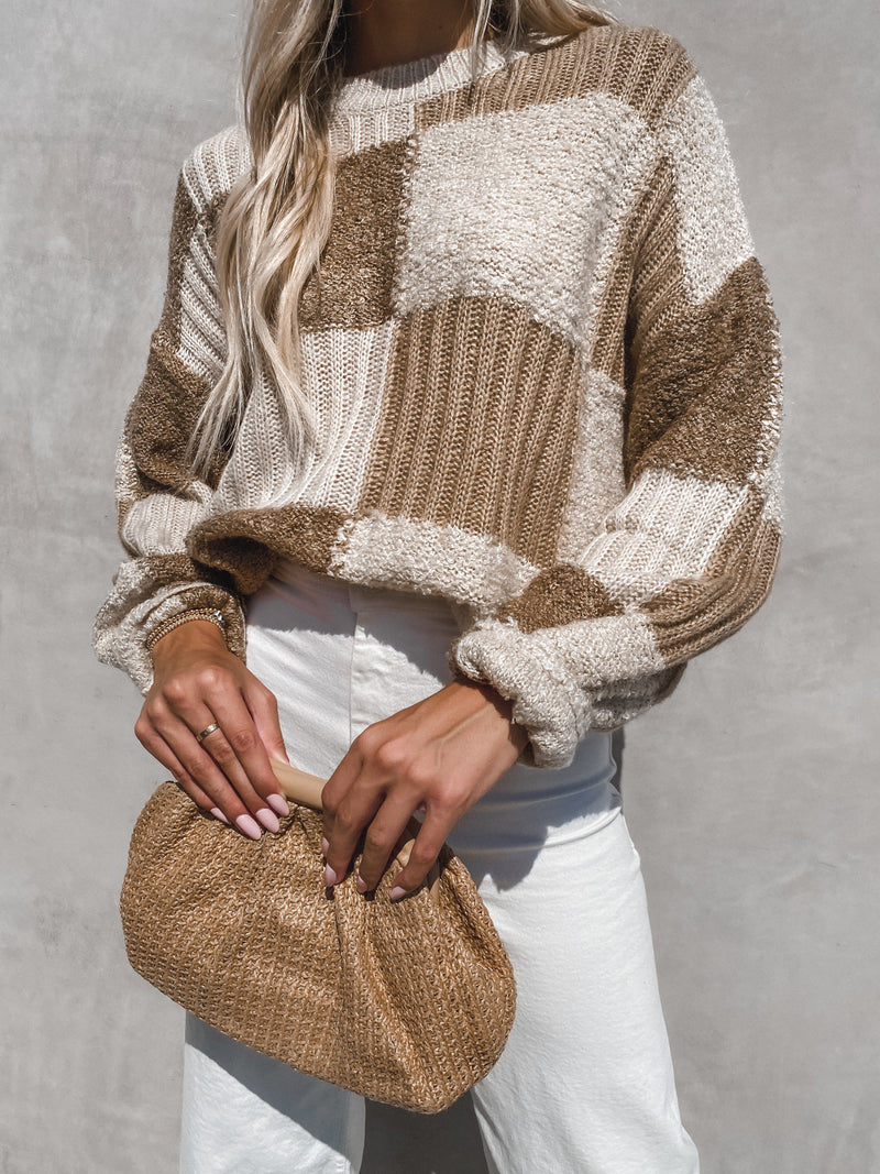 Checkmate Knit Sweater - Stitch And Feather