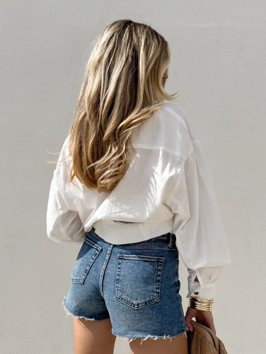 Crema Oversized Button Down in White - Stitch And Feather