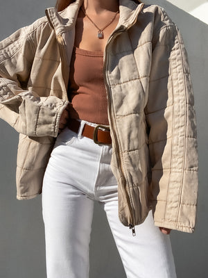 Holland Quilted Zip Up Jacket in Bone - Stitch And Feather