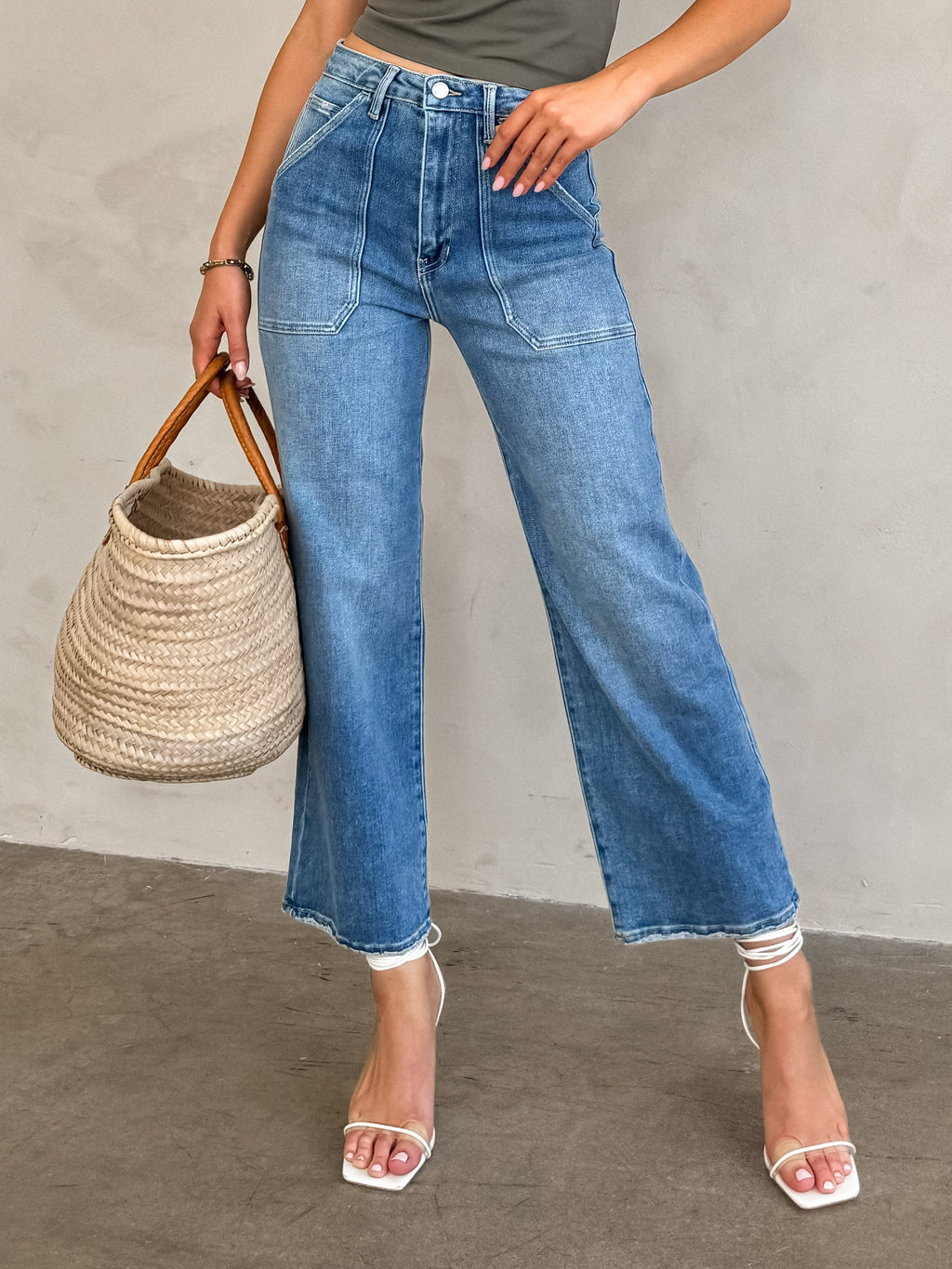 Gia Wide Leg Cargo Jeans - Stitch And Feather