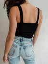Acacia Ribbed Crop Tank in Black - Stitch And Feather