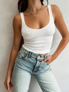 Acacia Ribbed Crop Tank in White - Stitch And Feather