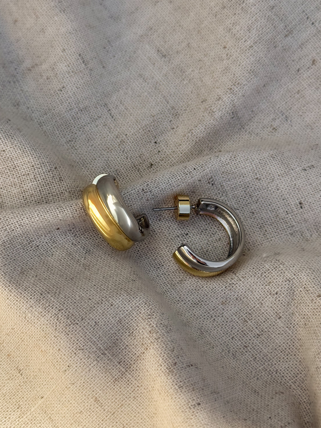 Silver and Gold Hoop - Stitch And Feather