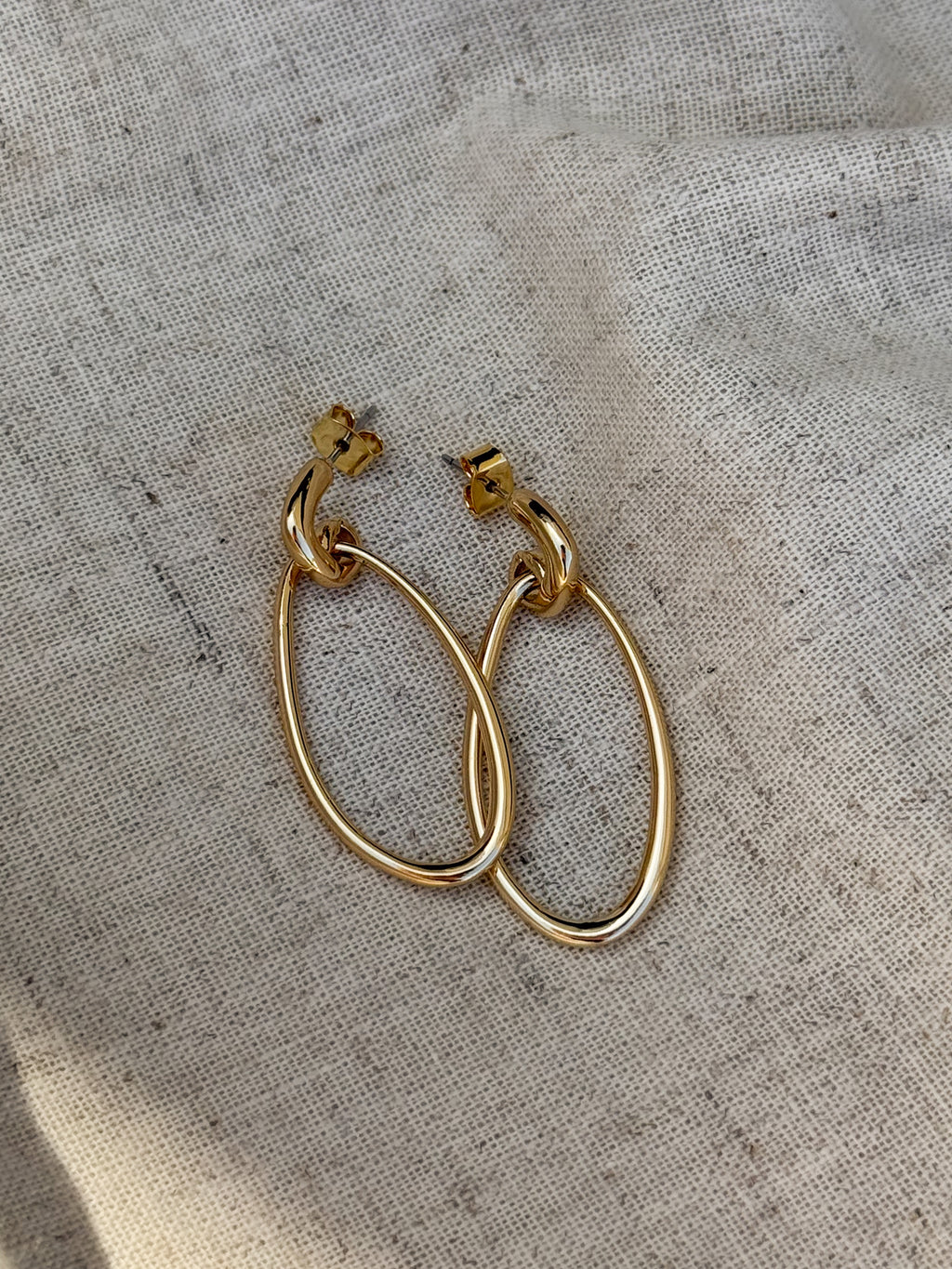 Oval Dangle Earring - Stitch And Feather