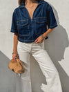 Millie Denim Top in Dark denim - Stitch And Feather