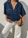 Millie Denim Top in Dark denim - Stitch And Feather