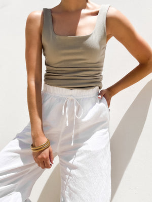 Free Falling Square Neck Tank in Seagrass - Stitch And Feather