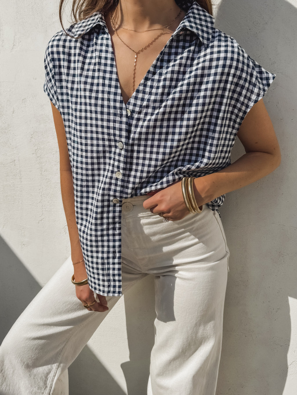 Leanne Gingham Button Up - Stitch And Feather