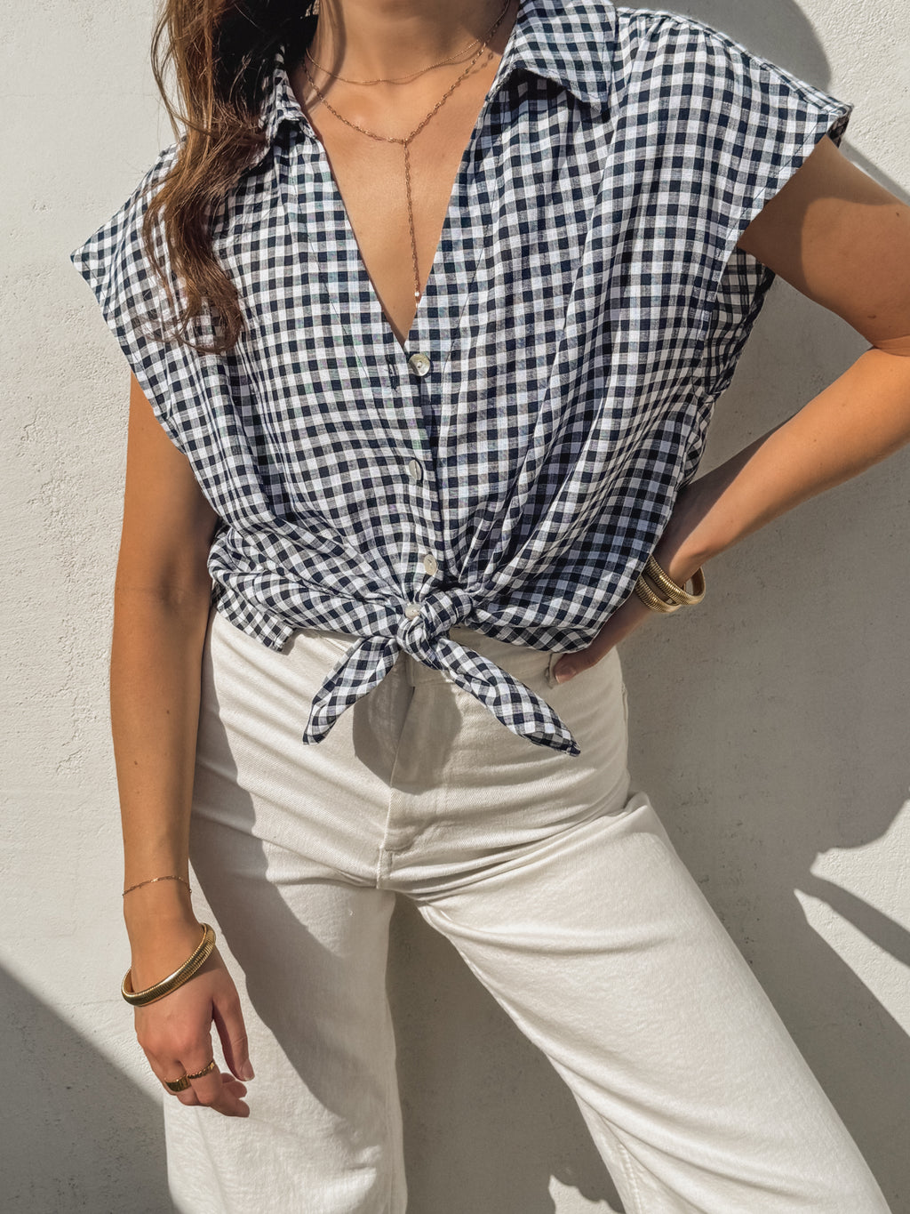 Leanne Gingham Button Up - Stitch And Feather