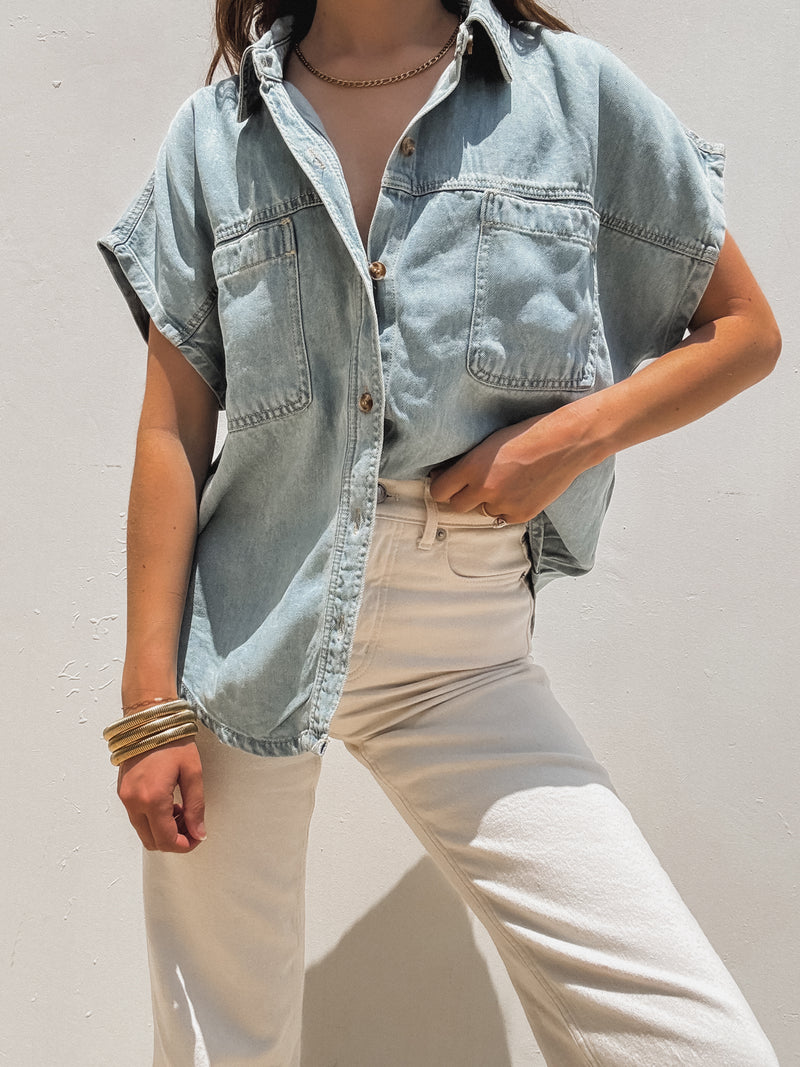 Harvey Denim Button Up - Stitch And Feather