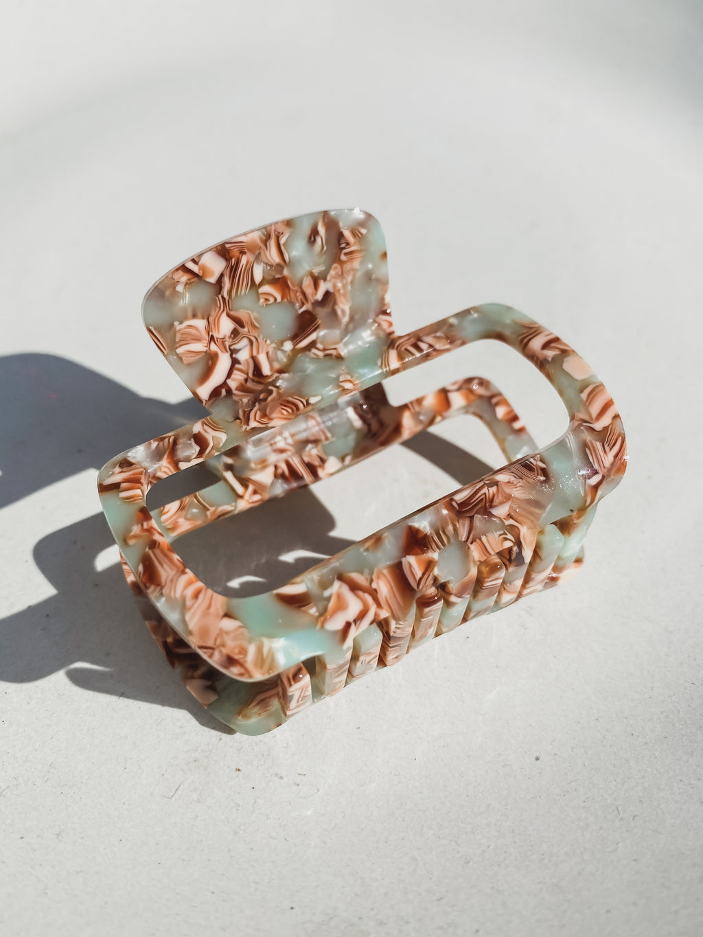 Square Hair Clip in Multi - Stitch And Feather