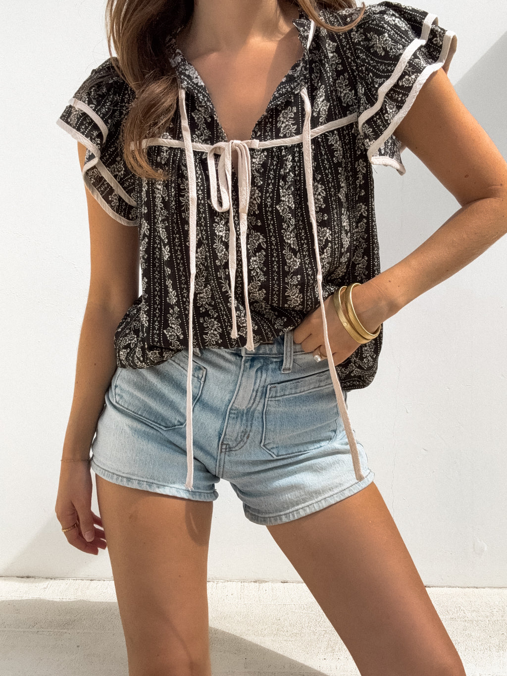 Juliette Floral Ruffle Top - Stitch And Feather