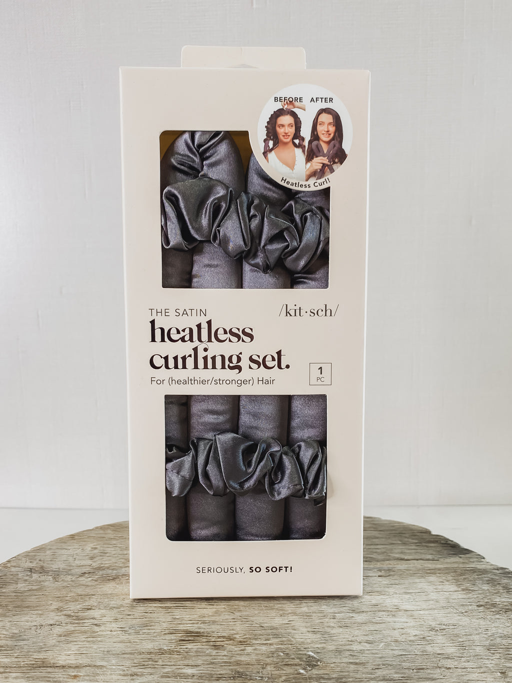 Satin Heatless Curling Set in Charcoal - Stitch And Feather