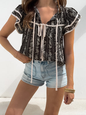 Juliette Floral Ruffle Top - Stitch And Feather