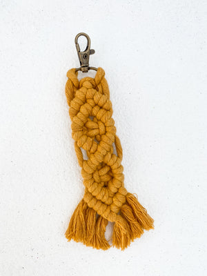 Macrame Keychain in Mustard - Stitch And Feather