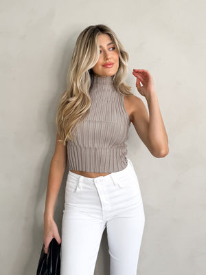 Erika Ribbed Top in Taupe - Stitch And Feather