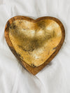 Crushed Gold Wood Heart Bowl - Stitch And Feather