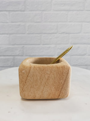 Pinch Pot With Brass Spoon - Stitch And Feather
