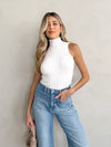 Erika Ribbed Top in White - Stitch And Feather