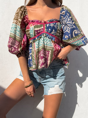 Lush Tide Babydoll Top - Stitch And Feather