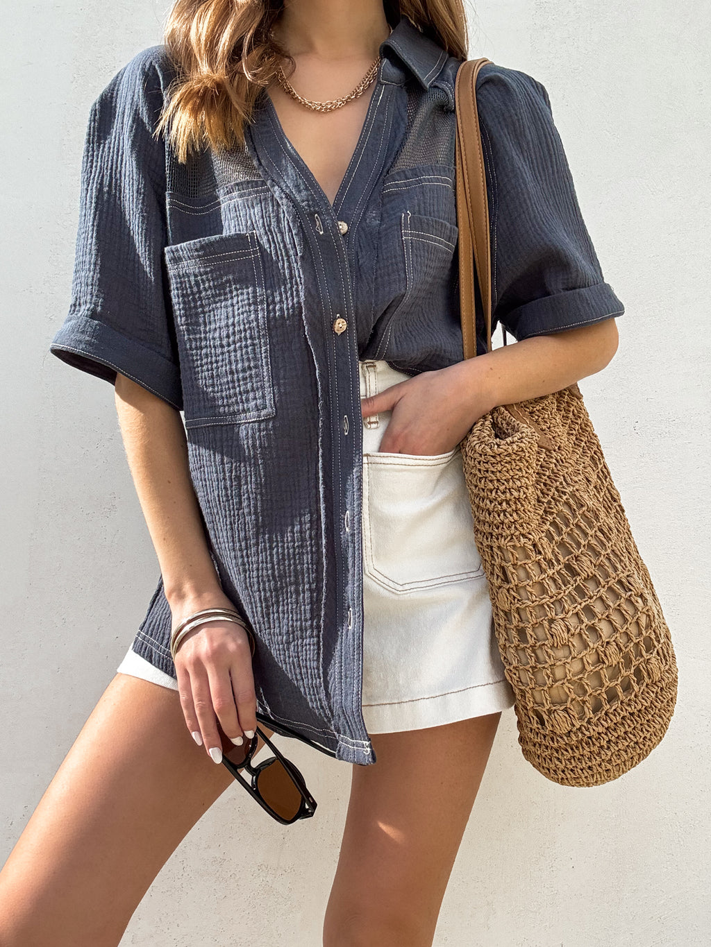 Still into You Button up in Charcoal - Stitch And Feather