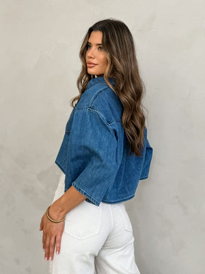 Dania Denim Button Top - Stitch And Feather