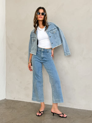 Finnian Washed Denim Crop Pants - Stitch And Feather