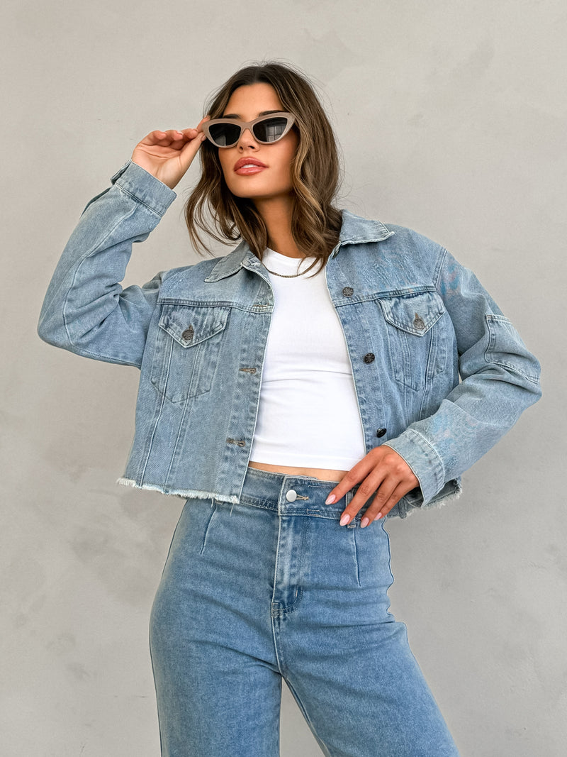 Harley Crop Denim Jacket - Stitch And Feather