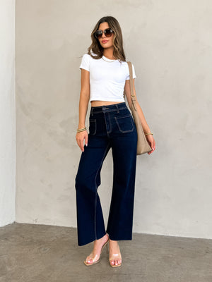 See You Again Wide Leg Jeans in Indigo - Stitch And Feather