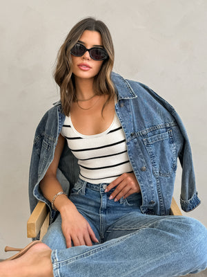 Rickie Pleated Denim Jacket - Stitch And Feather