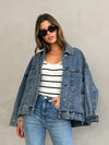 Rickie Pleated Denim Jacket - Stitch And Feather