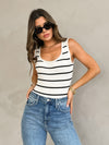 Hurley Stripe Knit Bodysuit in Ivory - Stitch And Feather