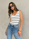 Hurley Stripe Knit Bodysuit in Ivory - Stitch And Feather