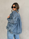 Rickie Pleated Denim Jacket - Stitch And Feather