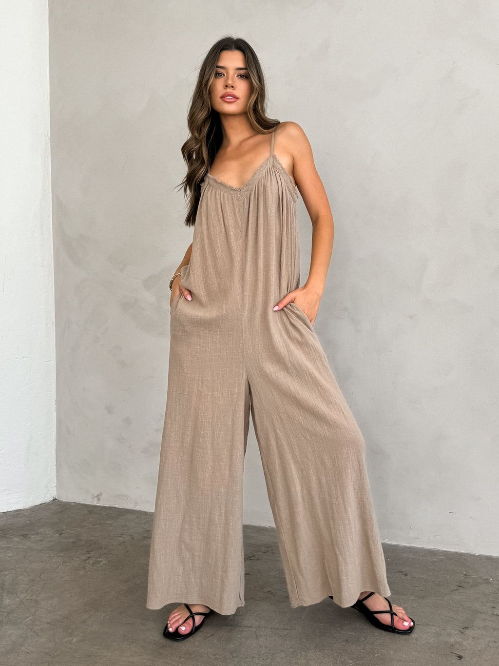 Toasted Coconut Gauze Jumpsuit - Stitch And Feather