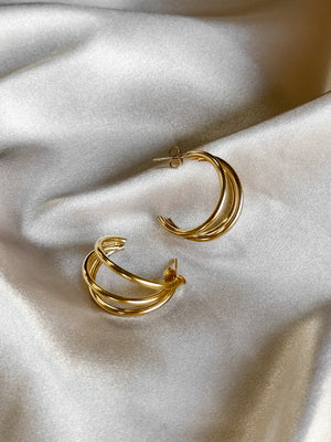 Gold Open Center Hoops - Stitch And Feather