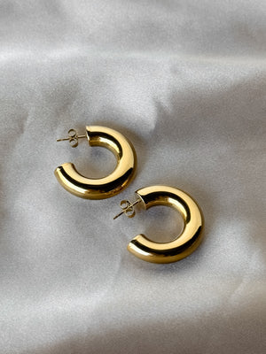 Gold Hoop Earrings - Stitch And Feather