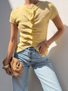 Sloane Draped Knit Top in Lemon - Stitch And Feather