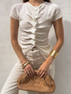 Sloane Draped Knit Top in Ivory - Stitch And Feather