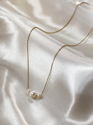 Three Piece Pearl Necklace - Stitch And Feather