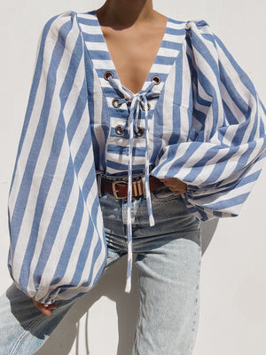 Deep End Stripe Blouse - Stitch And Feather