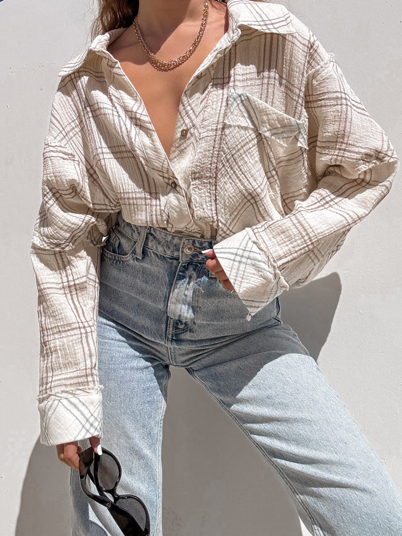 Harvest Oversized Plaid Button Down - Stitch And Feather