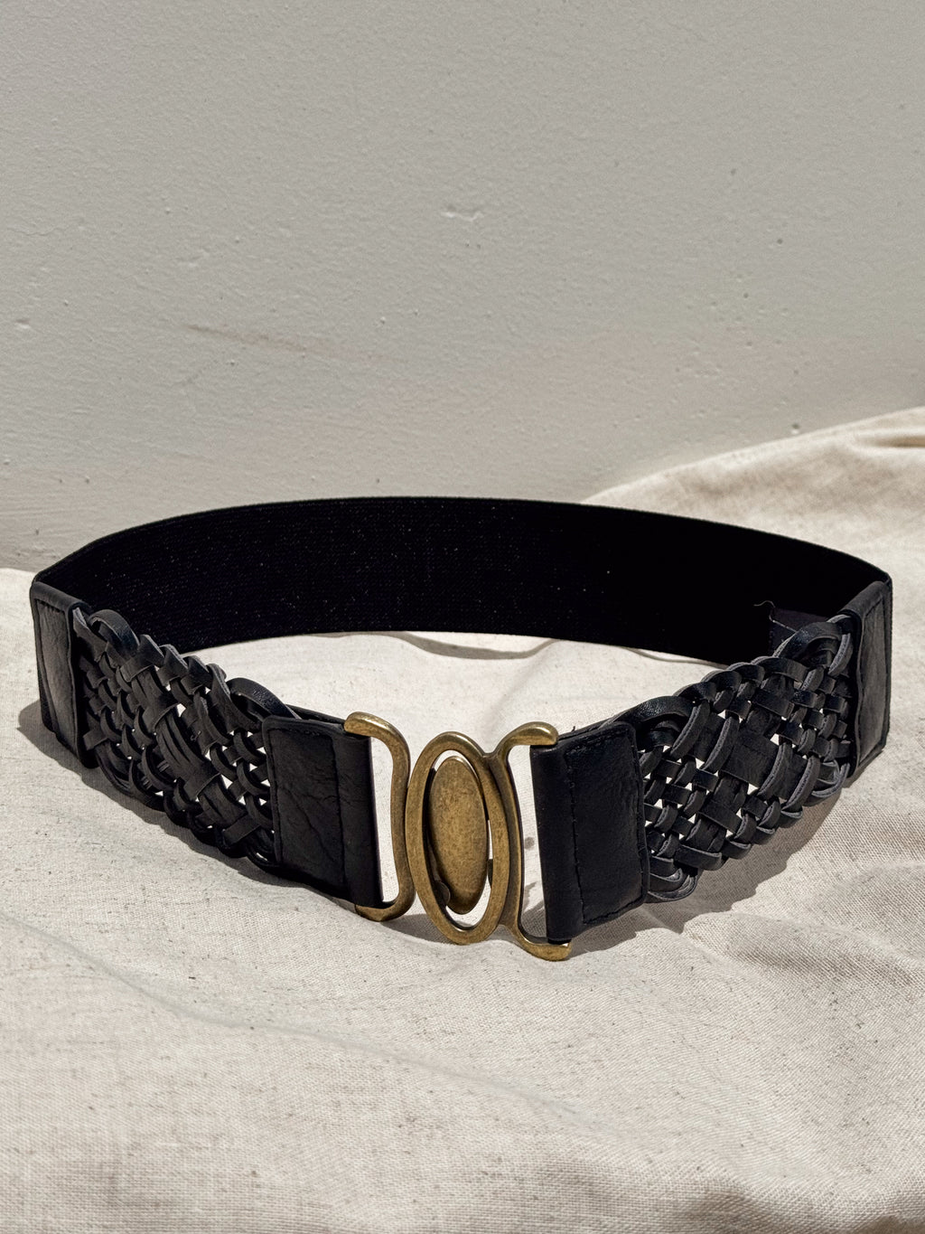 Oval Buckle Braided Elastic Belt - Stitch And Feather