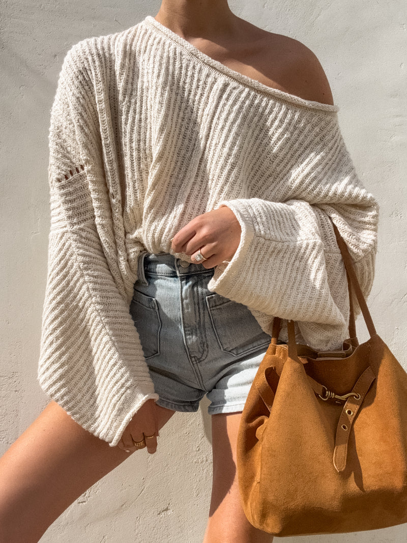 Aria Ribbed Sweater in Cream
