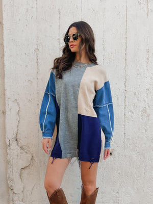 Ivy Color Block Sweater Dress - Stitch And Feather
