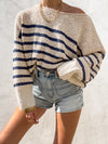 Rowan Stripe Knit Sweater in Navy