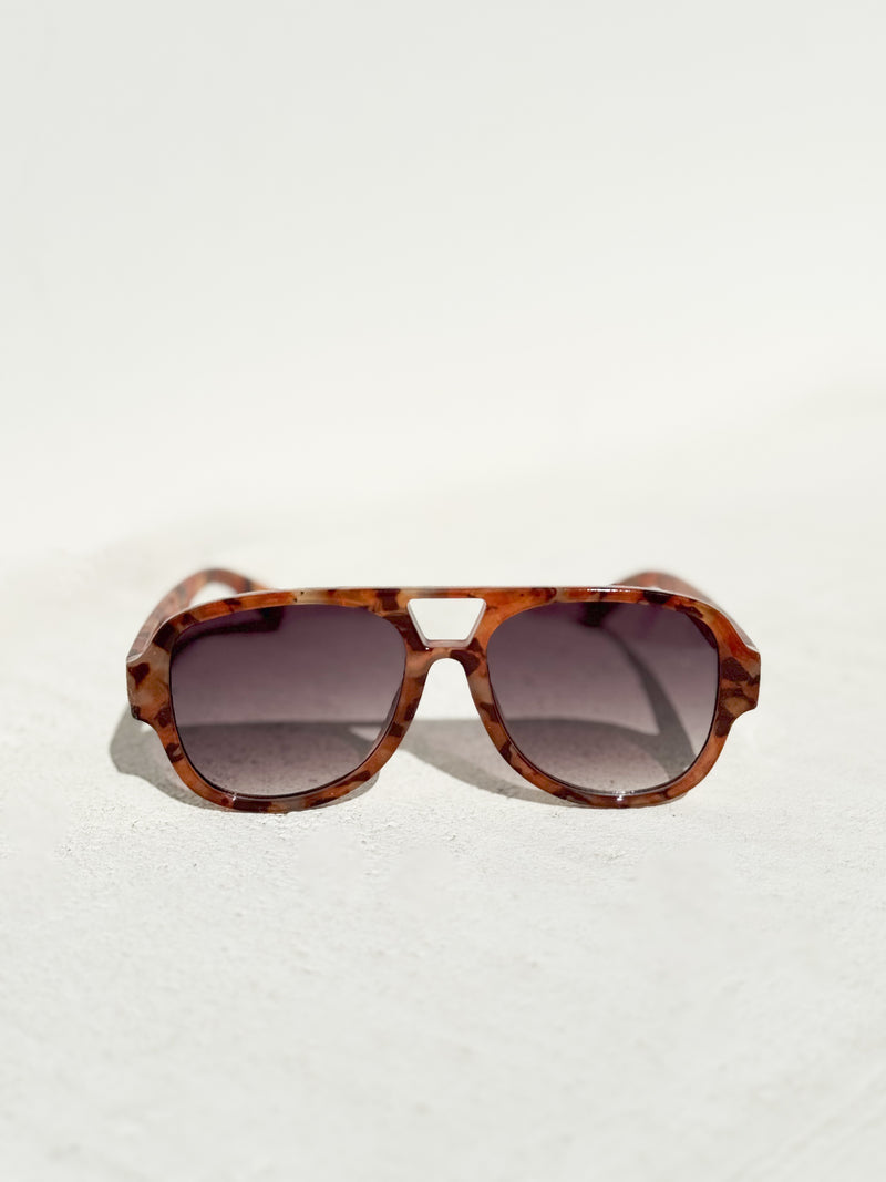 Tinted Aviator Sunglasses in Light Tort - Stitch And Feather