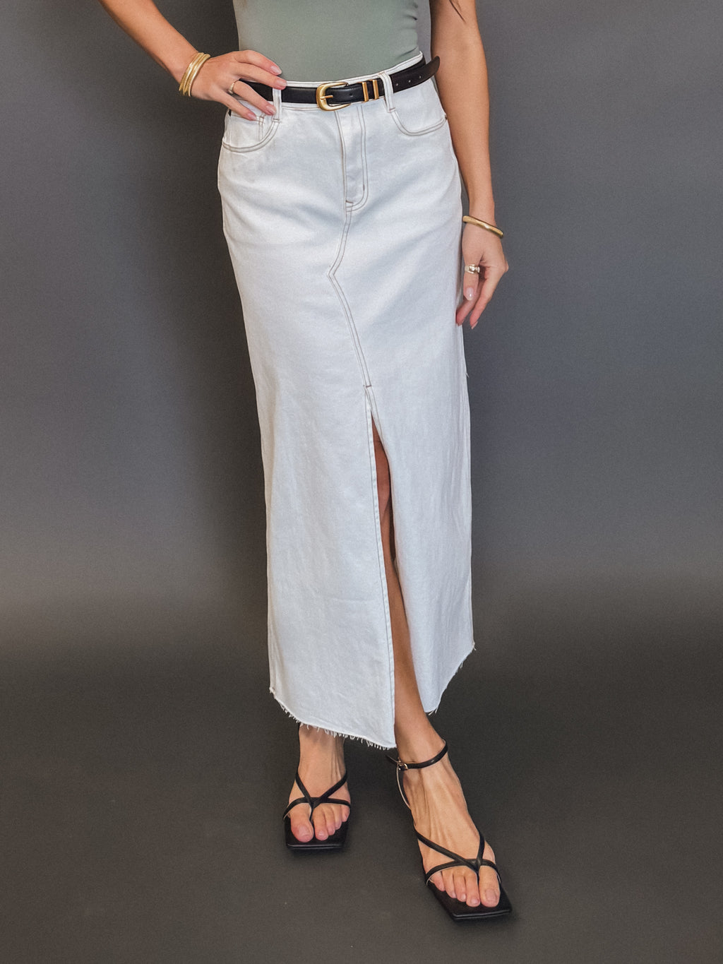 Tomie Denim Midi Skirt - Stitch And Feather