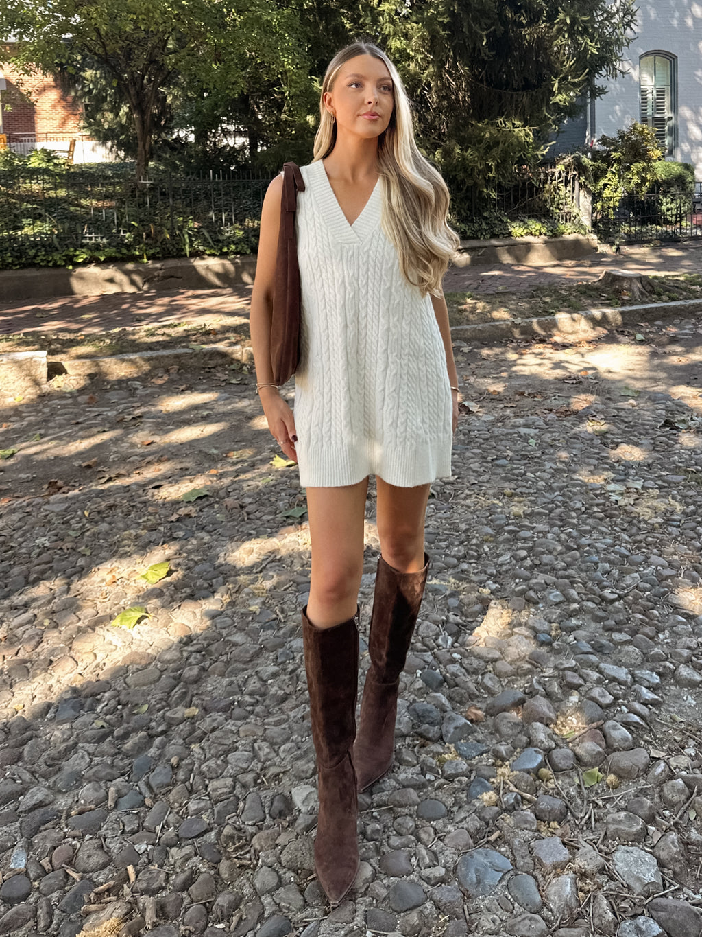 Cari Knit Sweater Dress in Cream - Stitch And Feather